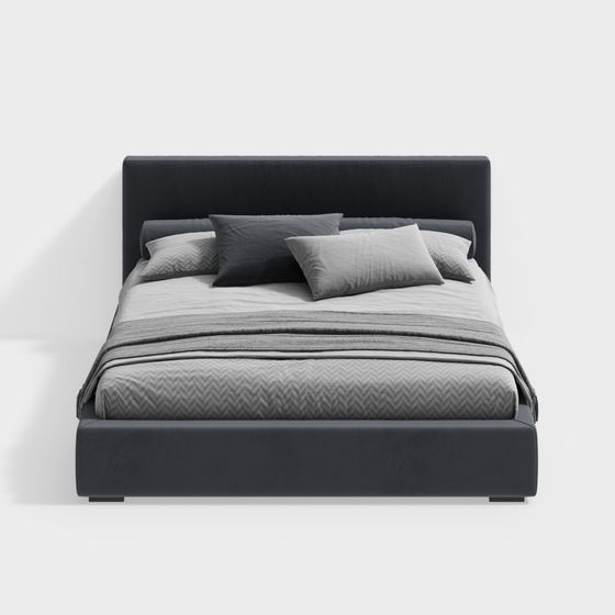 Stylish 3D Bed Model for Modern Interiors