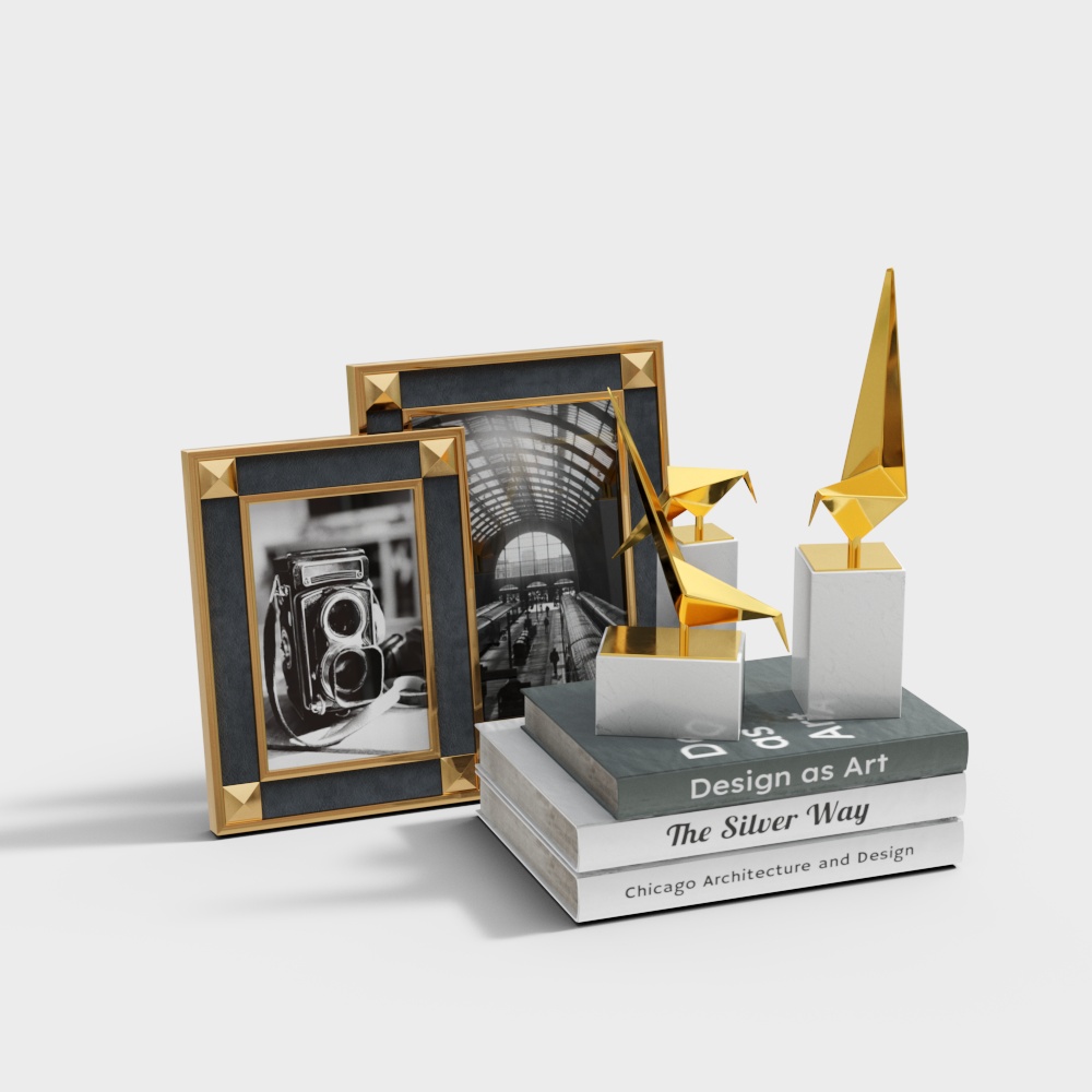 Elegant Bookshelf Display 3D model