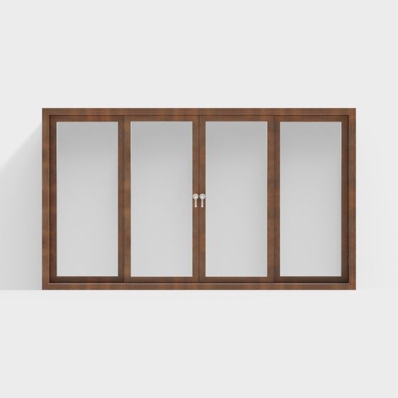 Elegant Minimalist Four-Panel Sliding Door 3D model