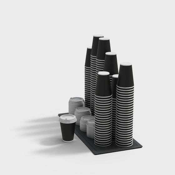 Stylish Coffee Cup Stack 3D Model