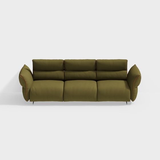 Chic Green Low-Poly Sofa 3D model for Contemporary Spaces