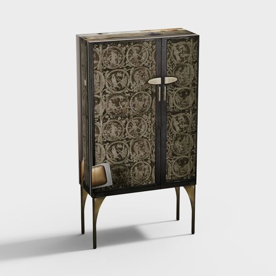 Vintage Luxury Wine Cabinet 3D model