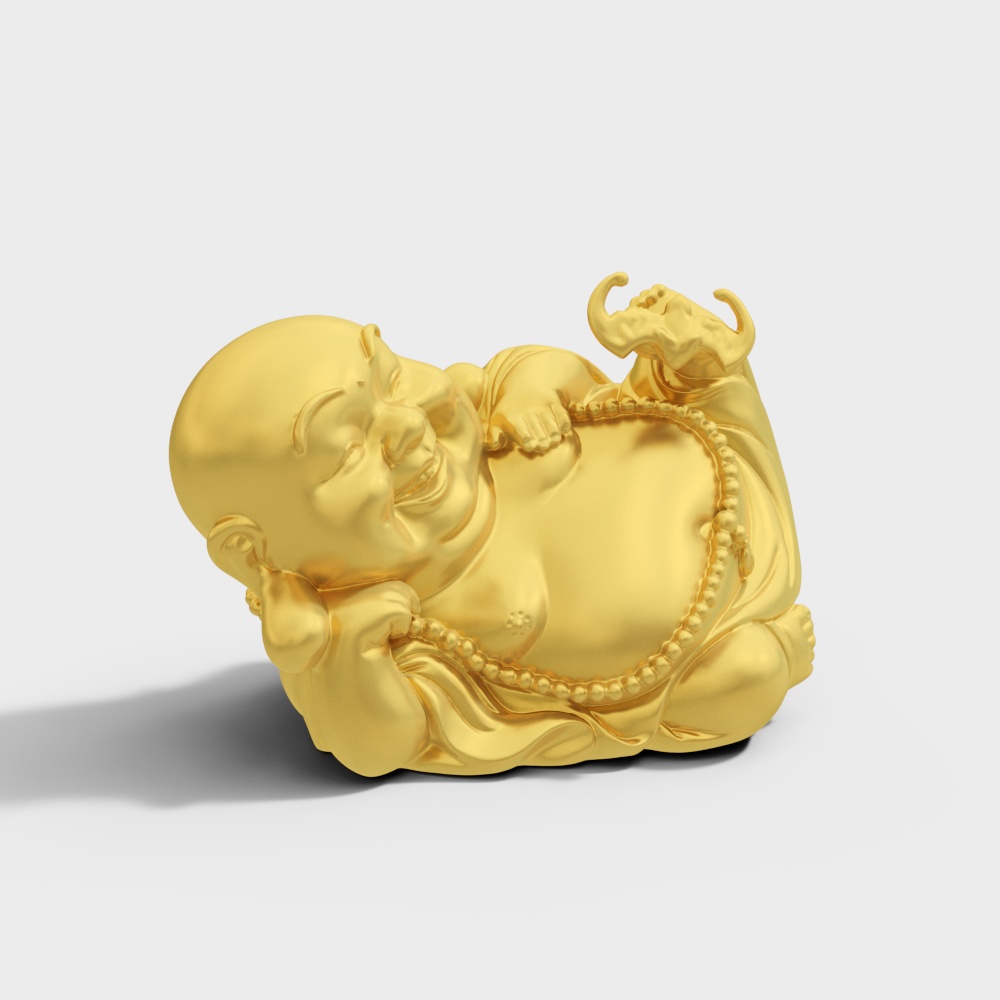 Golden Smiling Buddha 3D model