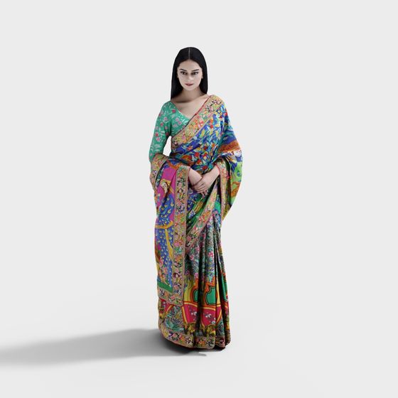 Sari Beauty 3D model - Vibrant Traditional Elegance