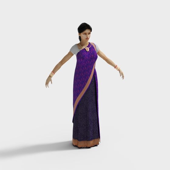 Stunning Indian Traditional Attire 3D Model