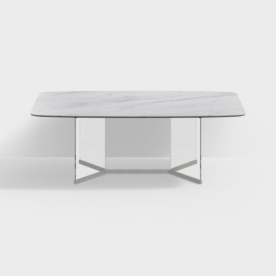 Elegant Marble and Glass Table 3D model