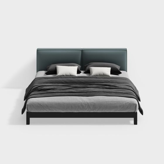 Elegant Low-Poly Bed 3D model for Modern Interiors