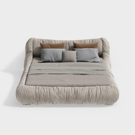 Stylish Low-Polygon Bed 3D model for Contemporary Spaces