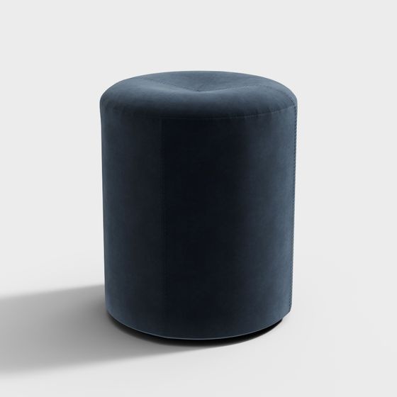 Elegant Deep Blue Velvet Stool 3D model