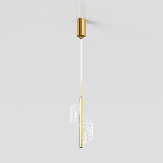 Elegant Golden Spiral Chandelier 3D model