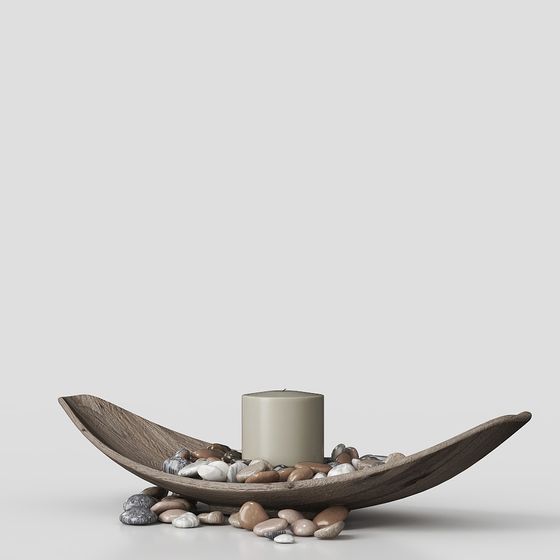Elegant Floating Wooden Leaf Candle Holder 3D model
