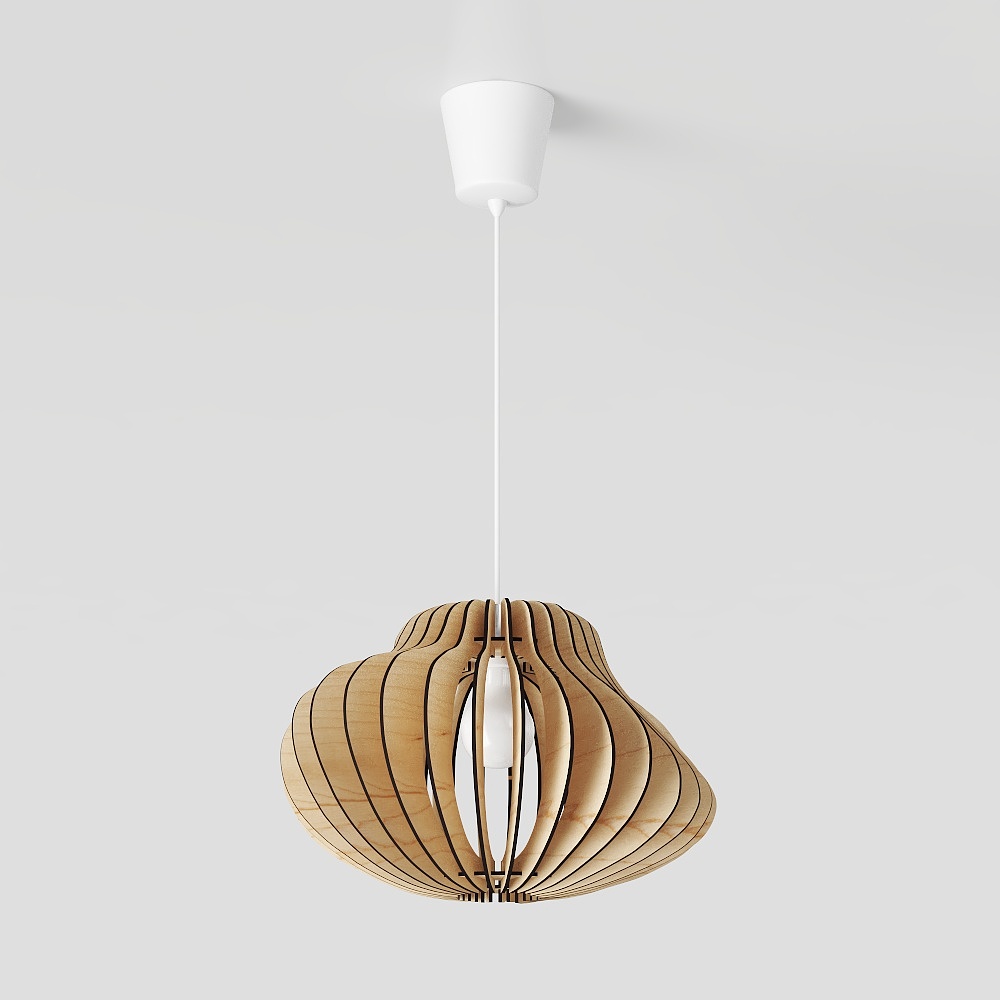Modern Low-Poly Wood Pendant Light – Warm Natural Design