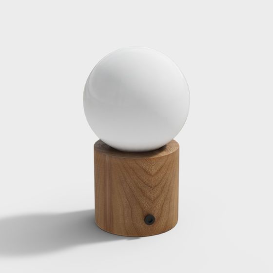Stylish Wood Base White Sphere Light 3D model
