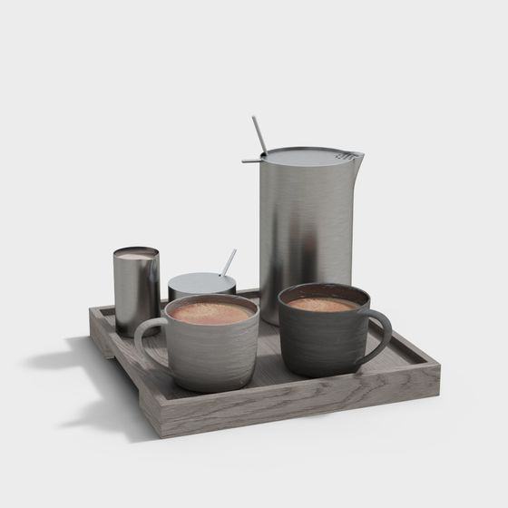 Charming Coffee Time 3D Model Set for Creative Use