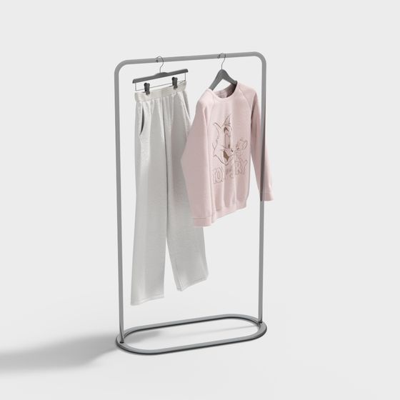 Minimalist Clothes Hanger Display 3D model