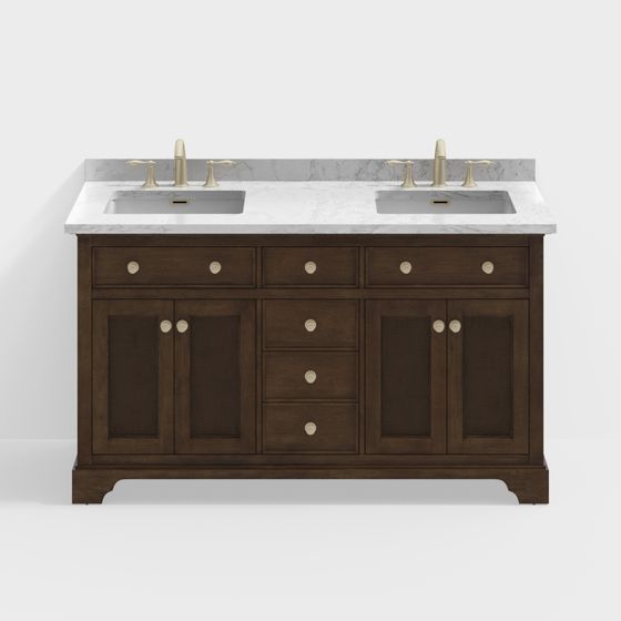 Elegant Low-Poly Bathroom Cabinet 3D model