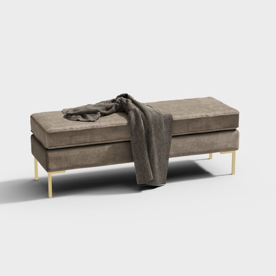 Elegant Simplistic Sofa Bench 3D model for Modern Interiors
