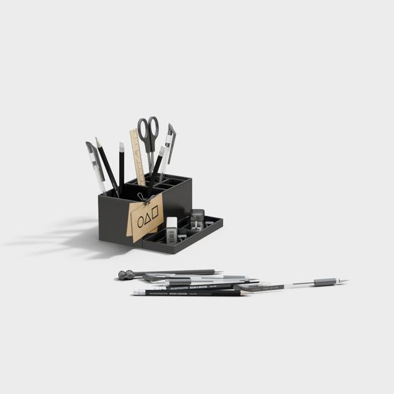 Elegant Low-Poly Pen Holder 3D model