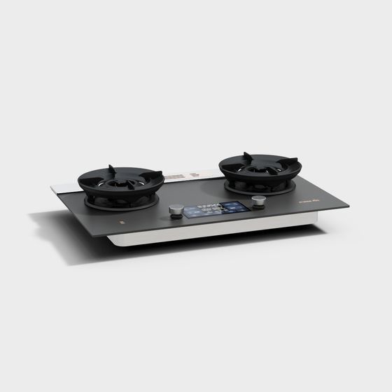 Stylish Dual Burner Stove 3D Model for Contemporary Homes