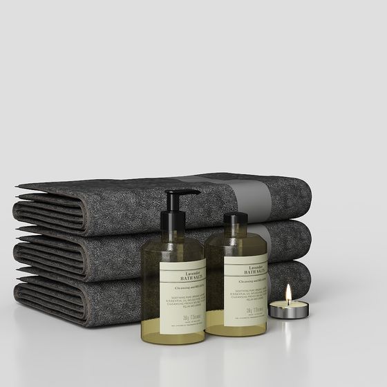 Elegant Bathroom Towels 3D Model for Modern Spaces