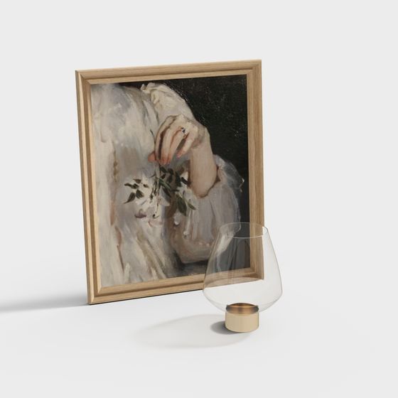 Elegant Classic Frame with Glass Candlestick 3D model
