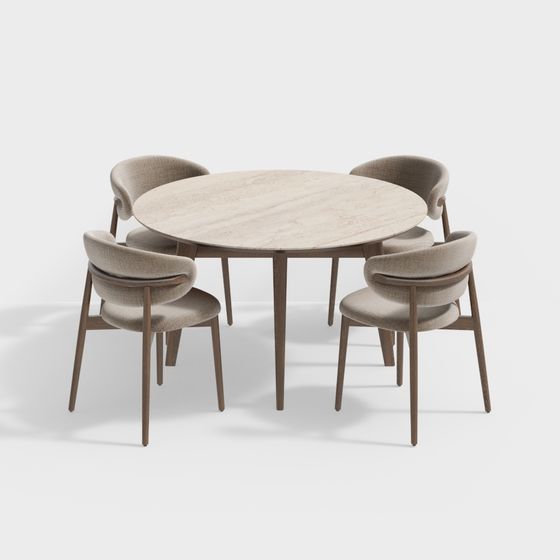 Modern Minimalist Dining Table and Chairs 3D model
