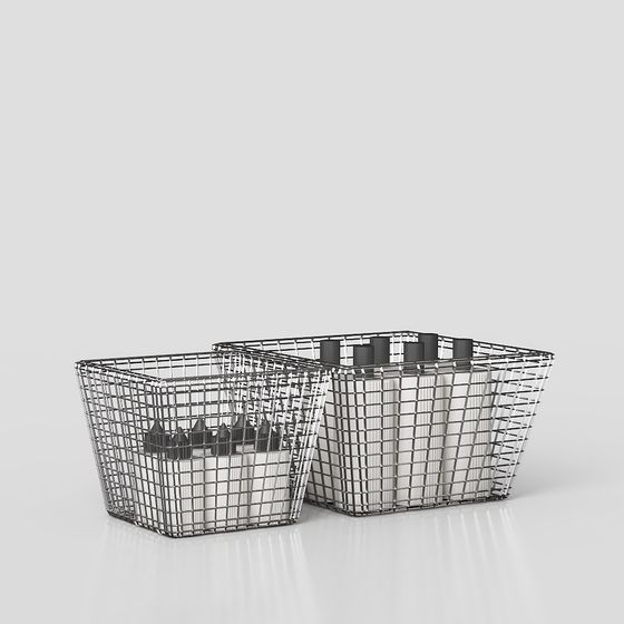 Stylish Metal Grid Storage Basket 3D model
