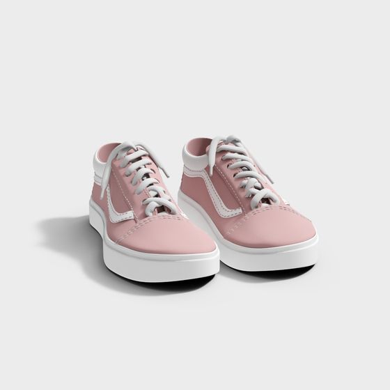 Stylish Low-Poly Pink Sneakers 3D model
