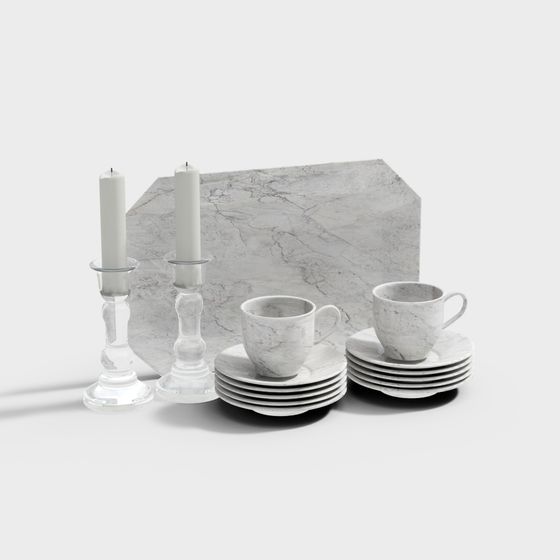 Elegant Marble Dinnerware 3D model