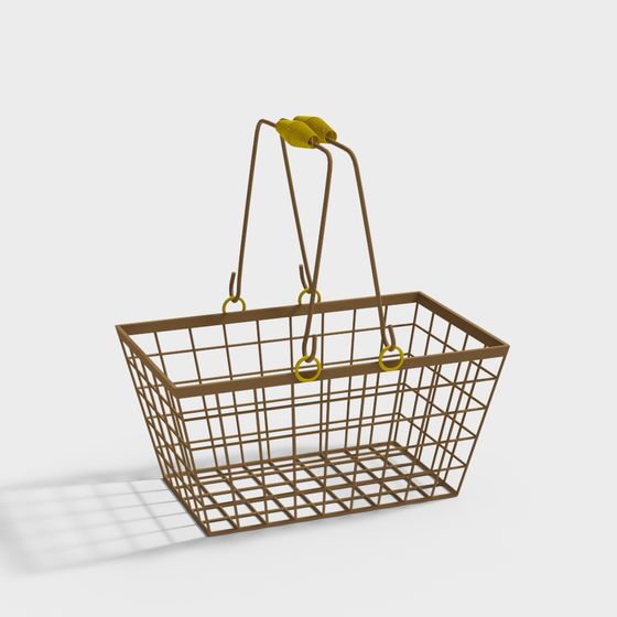 Stylish Metal Shopping Basket 3D model