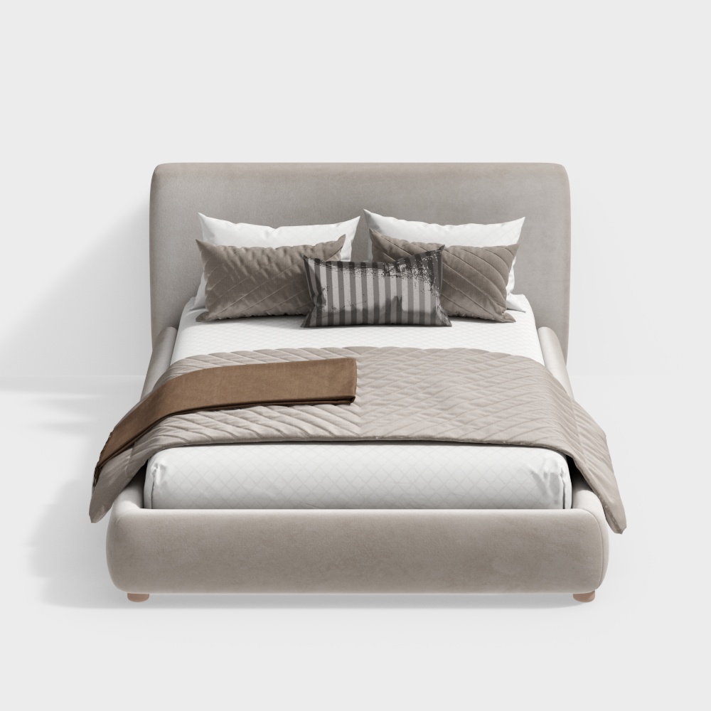 Elegant Modern Bed 3D model for Contemporary Interiors