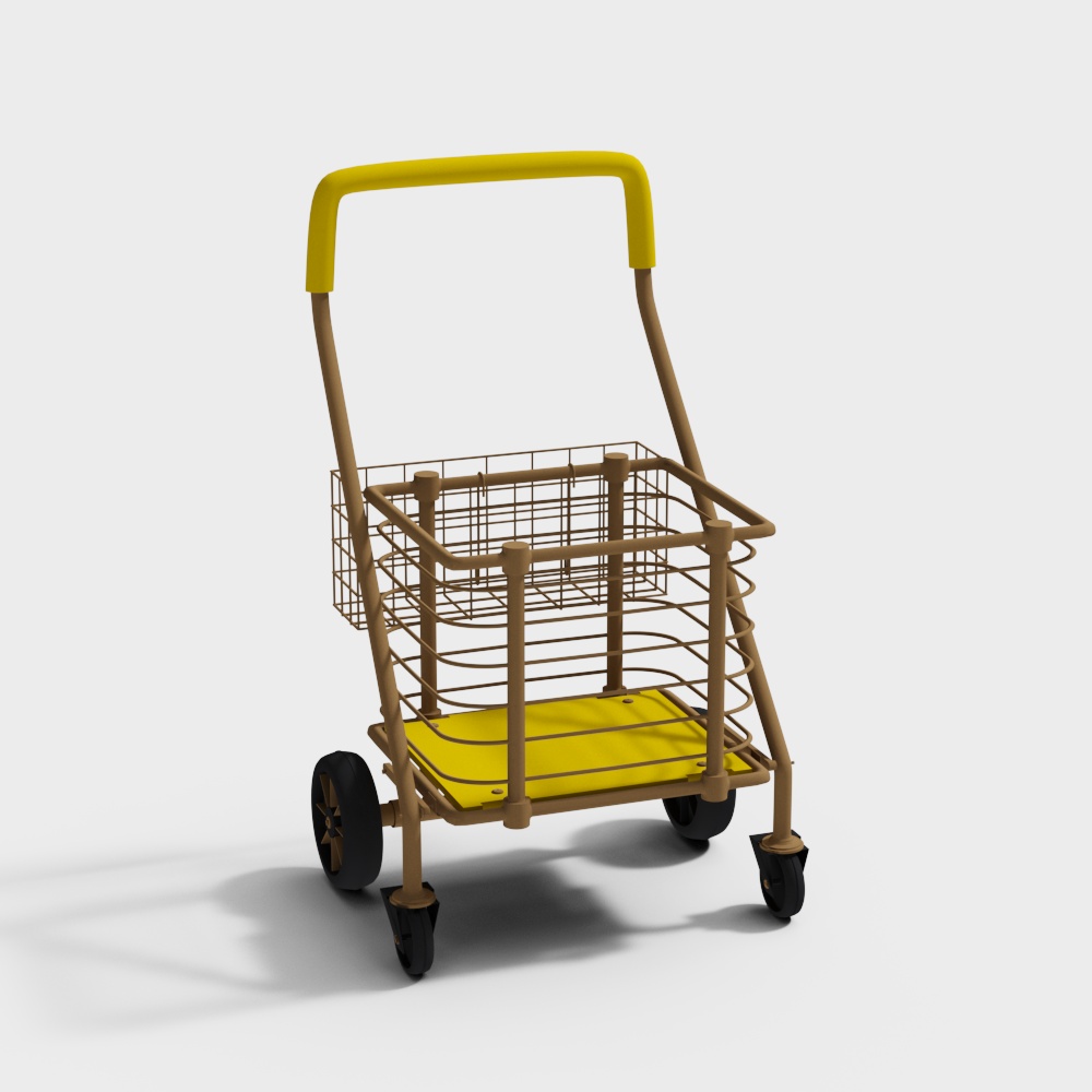 Vibrant Shopping Cart 3D model for Creative Projects