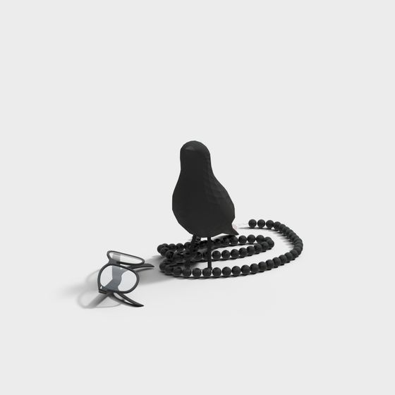 Black Bird and Bead Chain 3D model