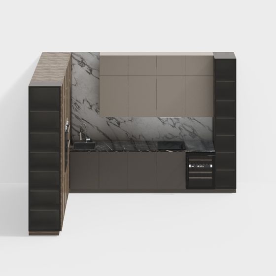 Elegant Low-Poly Kitchen 3D model