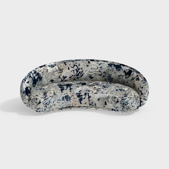 Elegant Low-Poly 3D Sofa Model with Abstract Patterns