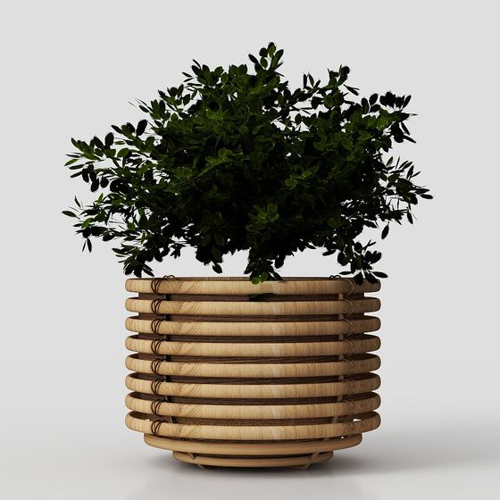 Natural Woven Planter 3D model