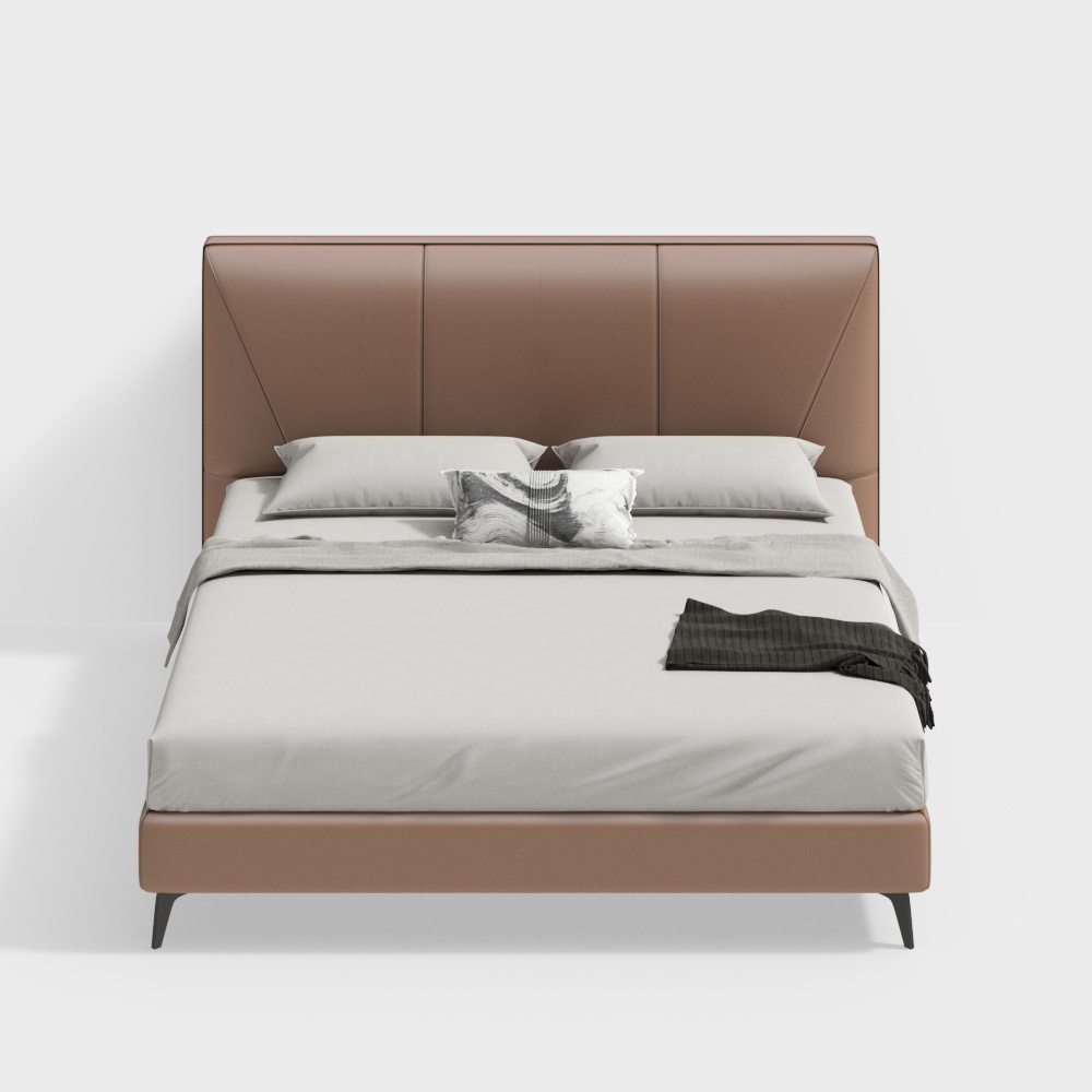 Urban Retreat Bed 3D Model – Minimalist Low-Poly Design