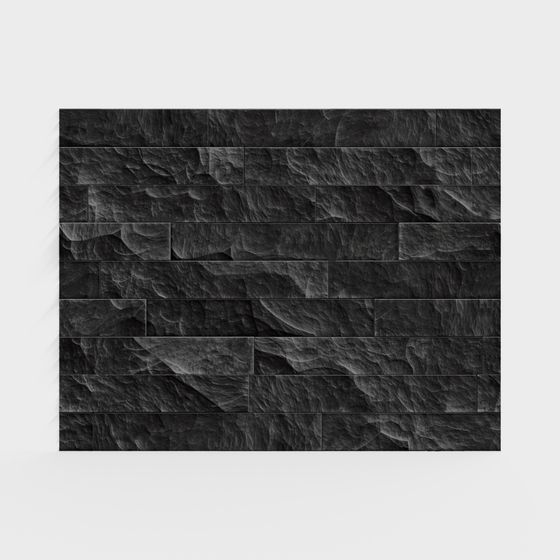 Chic Black Modern Cultural Stone Background Wall 3D Model