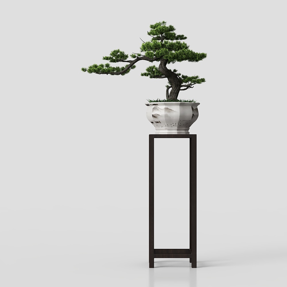 การตกแต่งต้นไม้สีเขียวห้องนั่งเล่นจีนใหม่