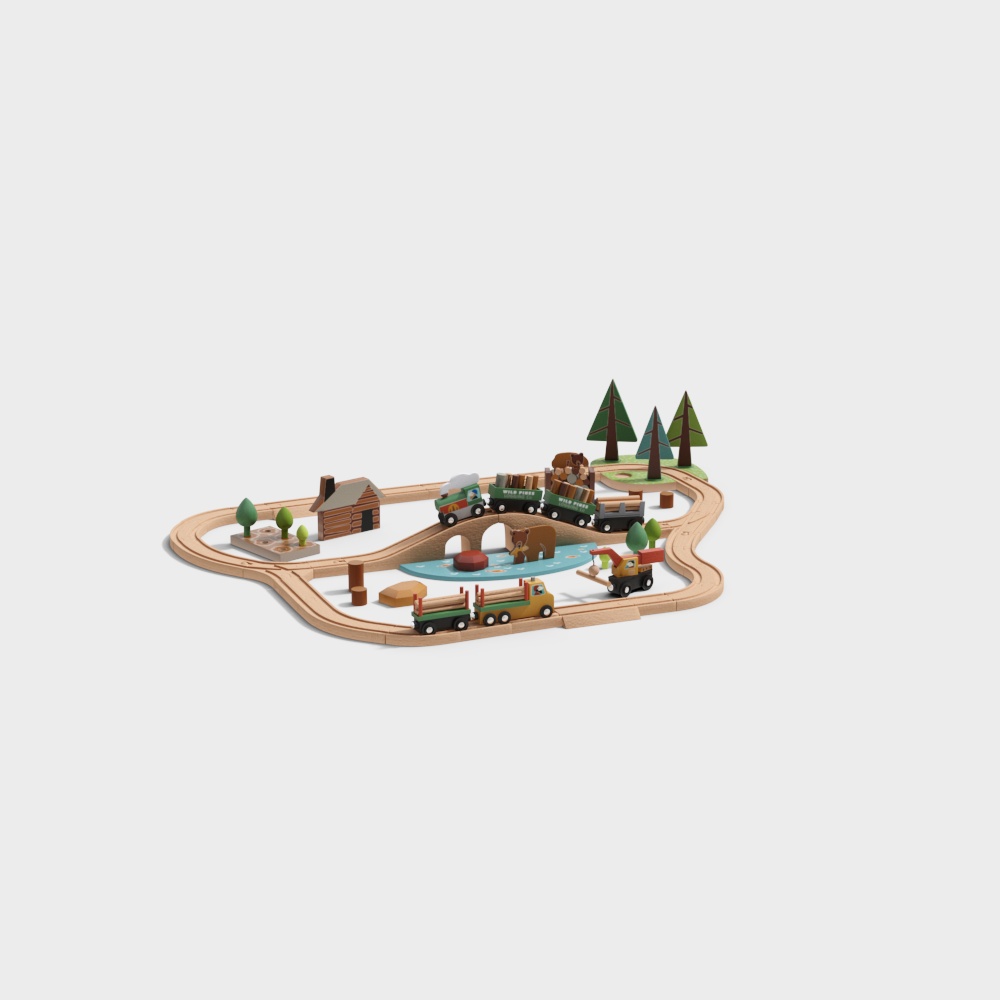 Charming Low-Poly Train Adventure 3D model