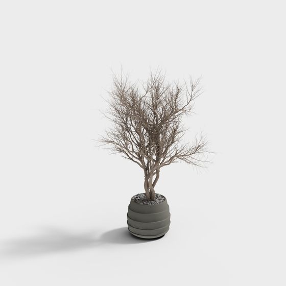 Realistic Low Poly Dry Branch Shrub 3D model