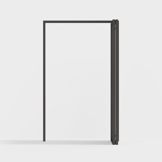 Modern Black Folding Glass Door 3D Model for Kitchens