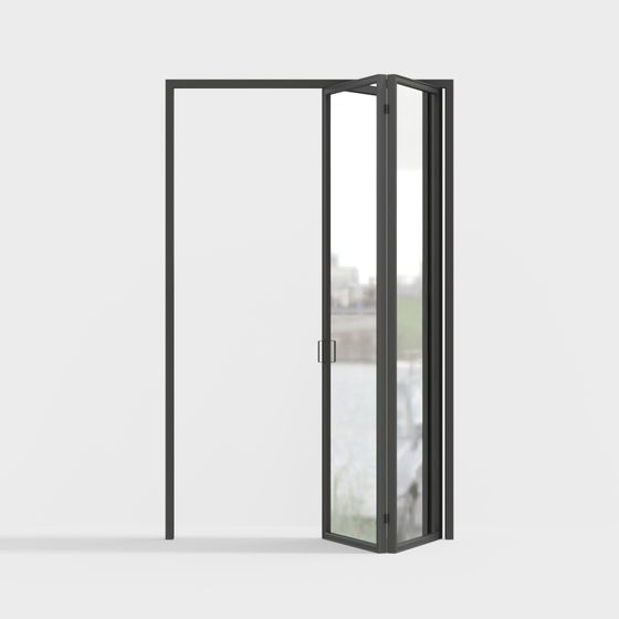 Folding glass door to kitchen