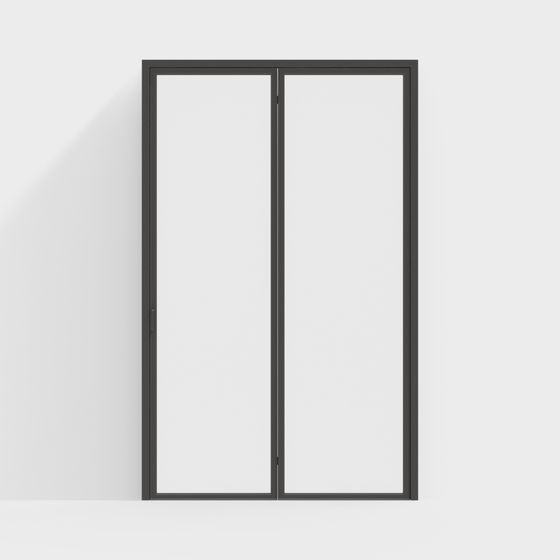 Sleek Black Folding Glass Door to Kitchen 3D Model
