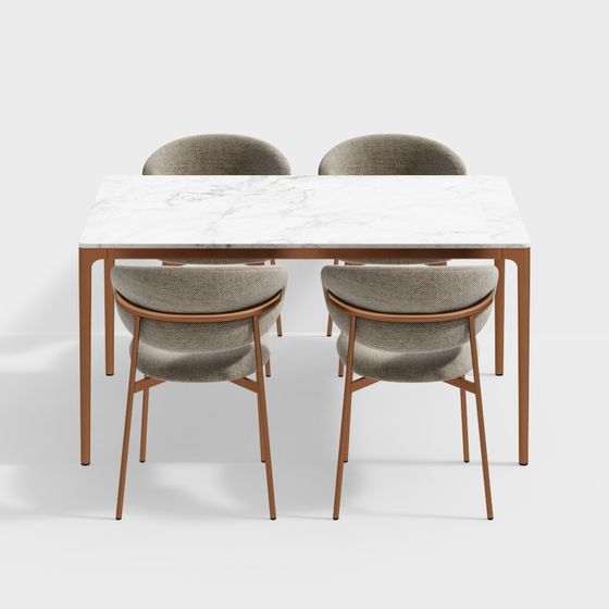 Elegant Minimalist Dining Table and Chairs 3D model