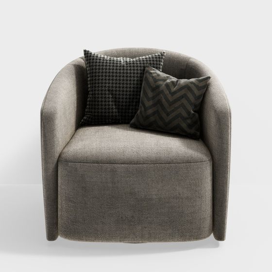 Elegant Gray Armchair 3D model for Modern Interiors