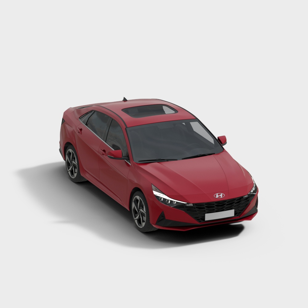 Stylish Red Car 3D Model – Low-Poly Urban Vehicle
