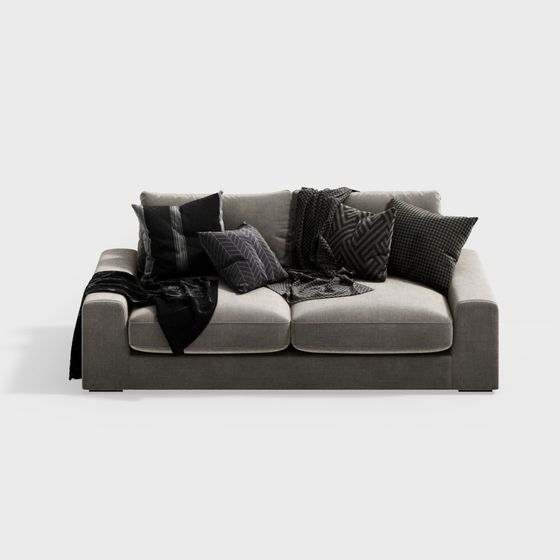 Stylish Low-Polygon Sofa 3D Model