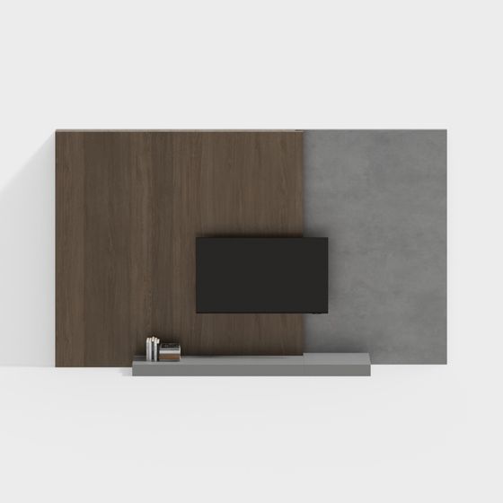 TV Wall Set 02 3D Model in Modern Brown