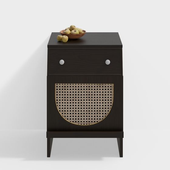 Mid-Century Black Nightstand 3D model
